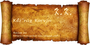 Kőnig Korvin névjegykártya